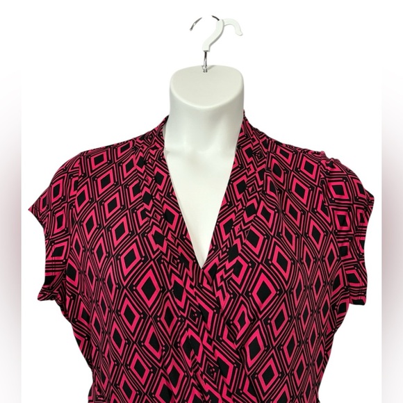 NWOT, Liz Claiborne, Pink and Black Stretchy Geometric Pattern Dress, XL - Picture 3 of 9